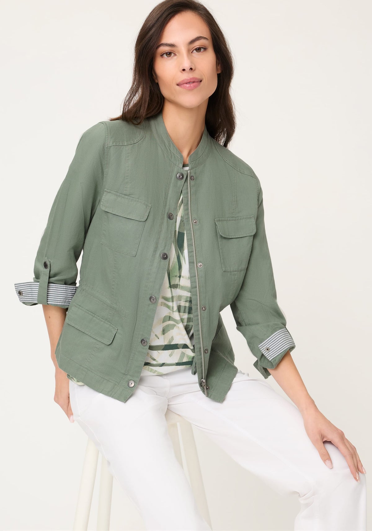 Veste safari en mélange de lin