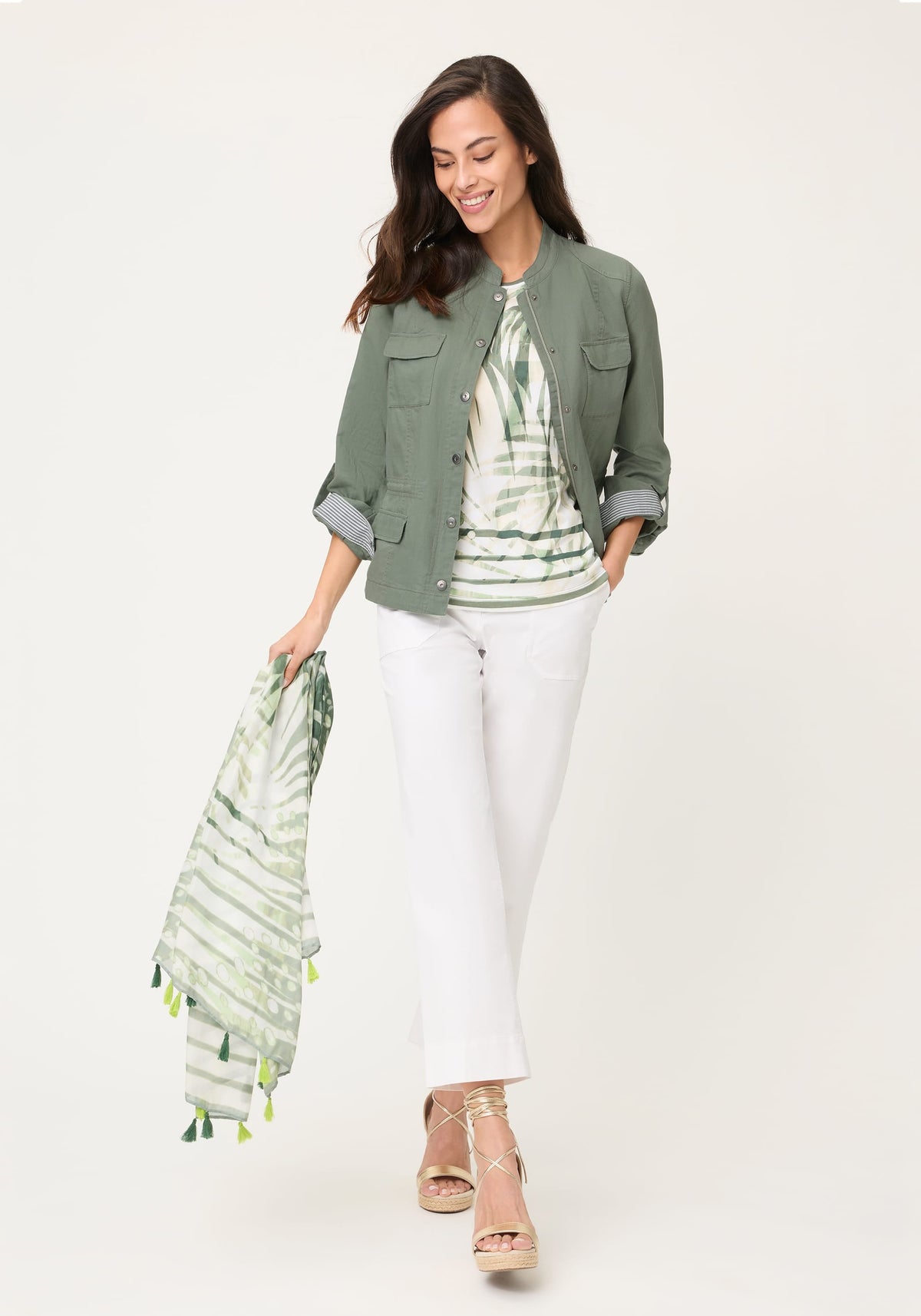 Veste safari en mélange de lin