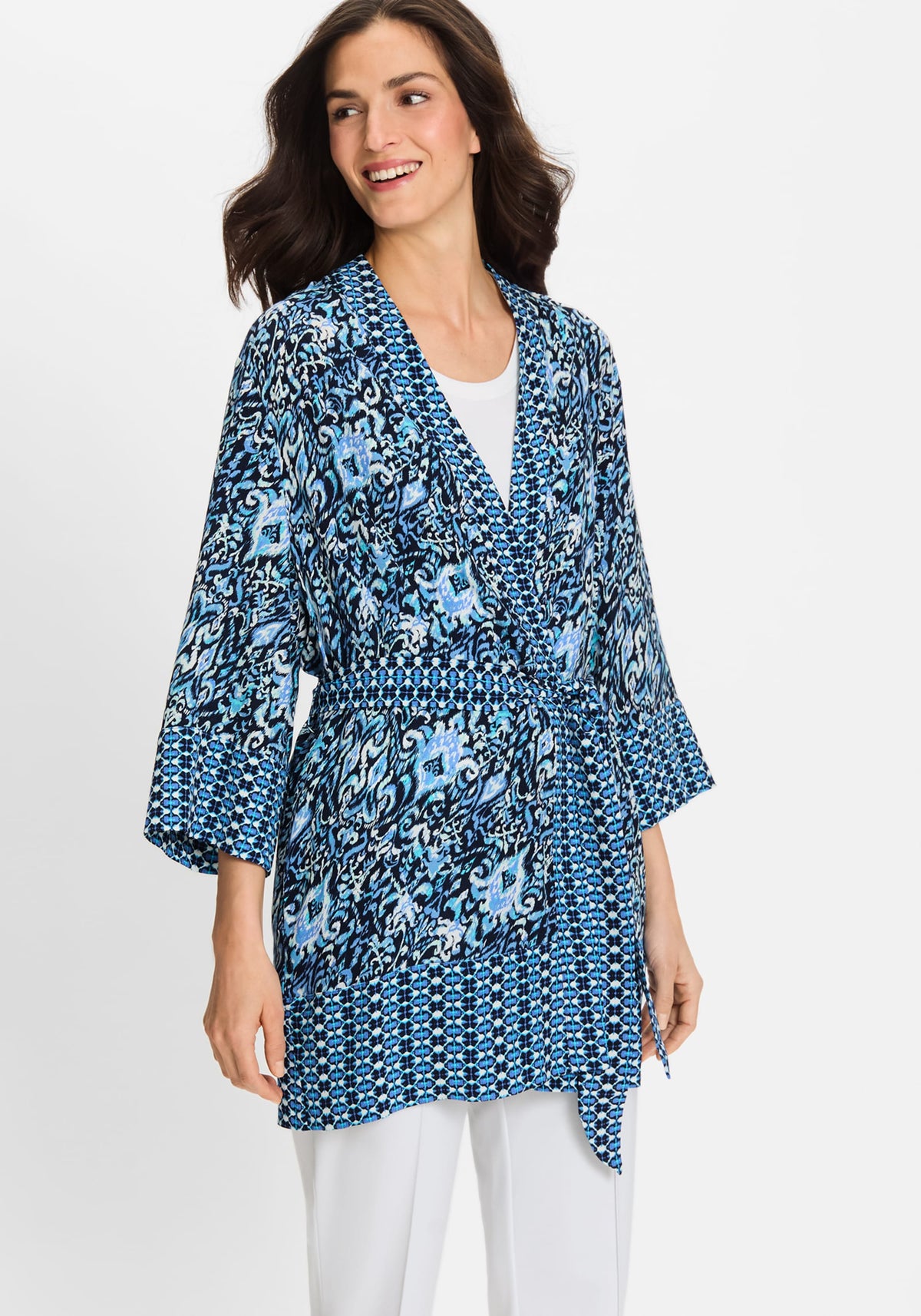 Ikat Print Kimono Robe