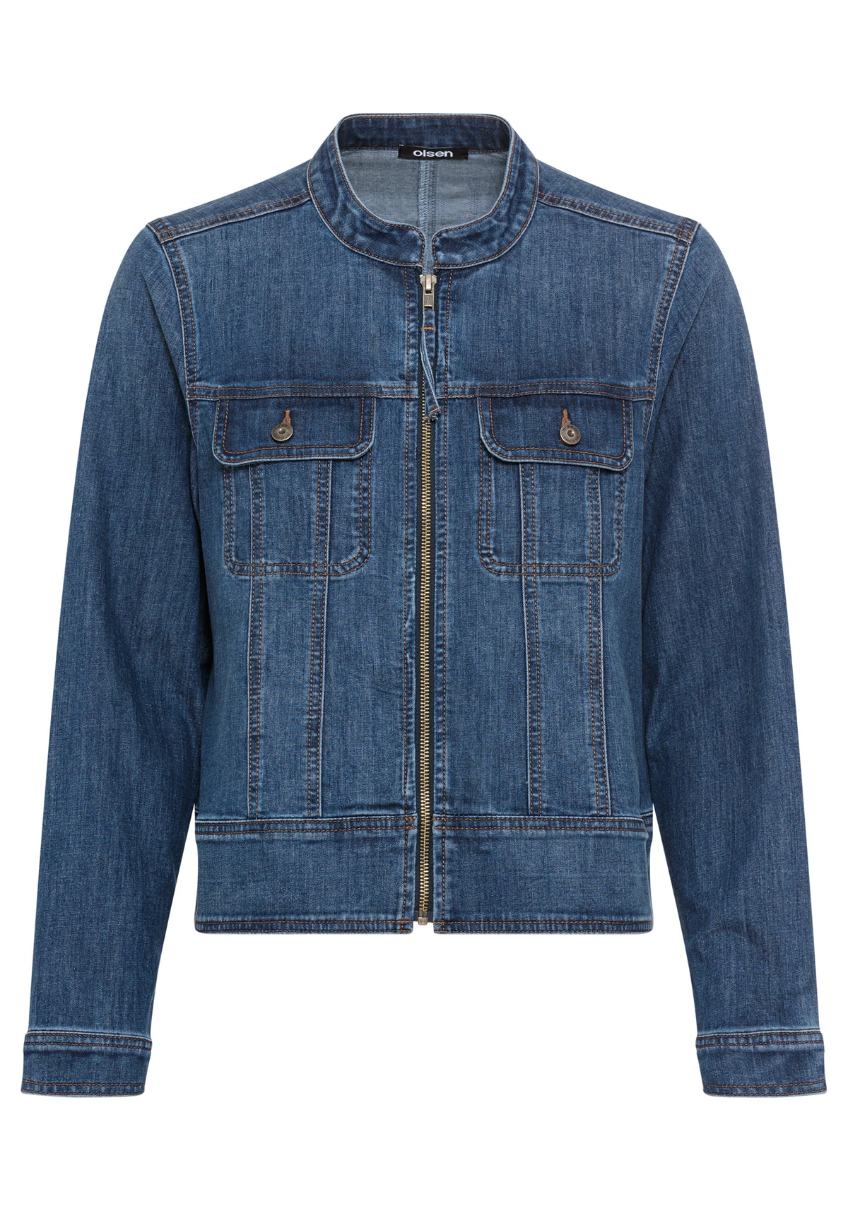 Collarless Denim Jacket