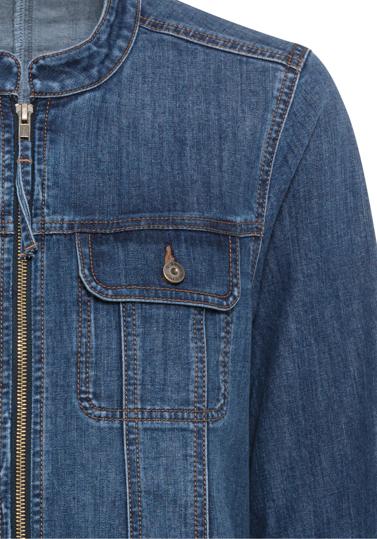 Collarless Denim Jacket