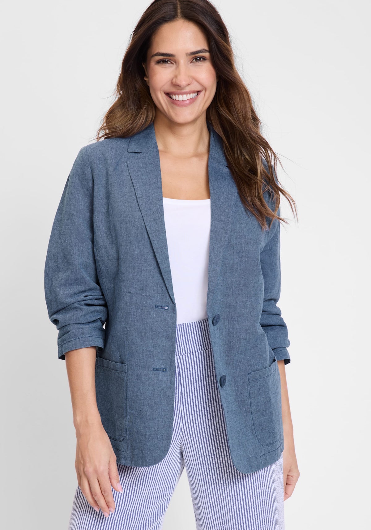 Blazer classique en coton et lin