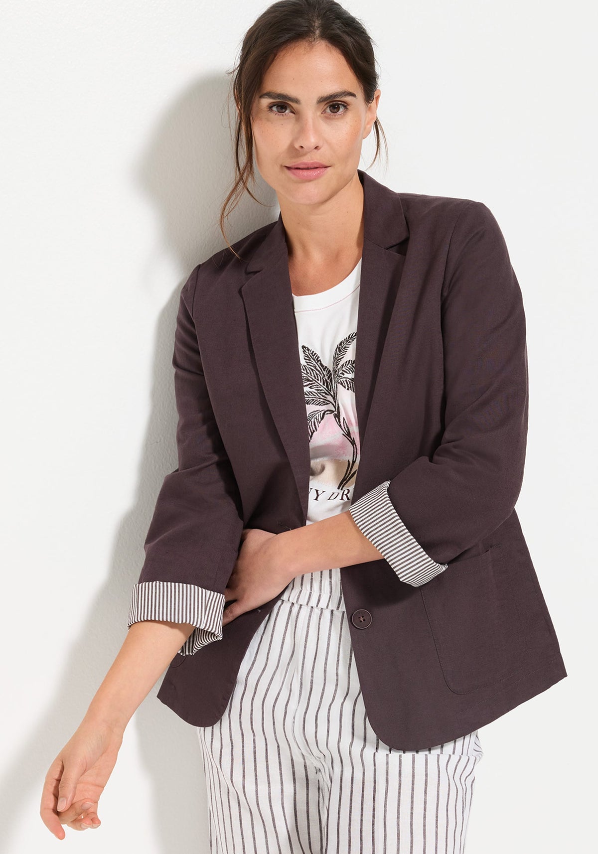 Blazer en coton et lin