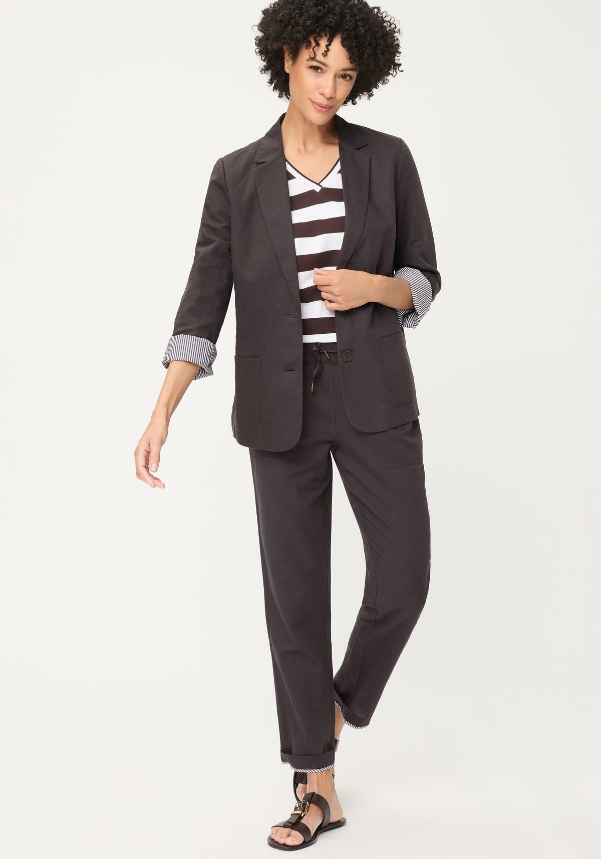 Blazer en coton et lin