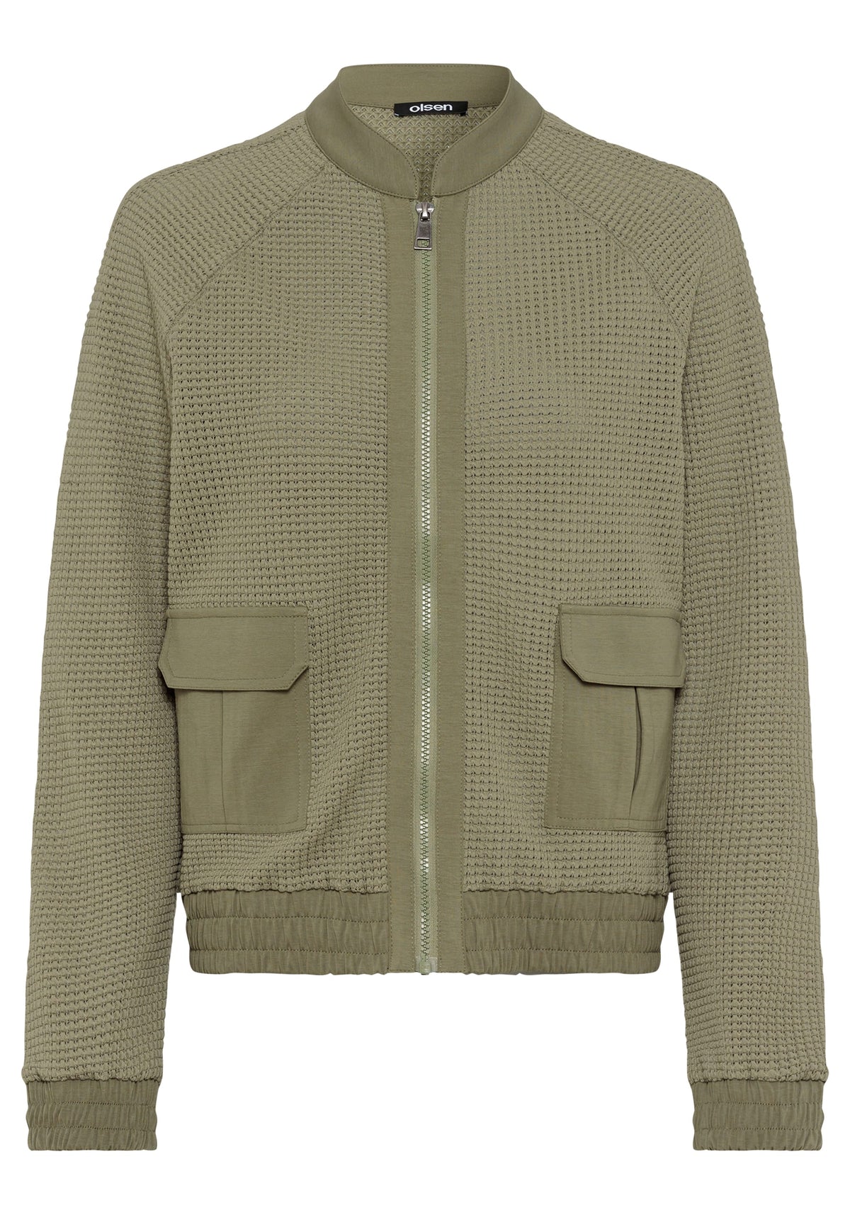 Mixed Media Zip Front Bomber Jacket