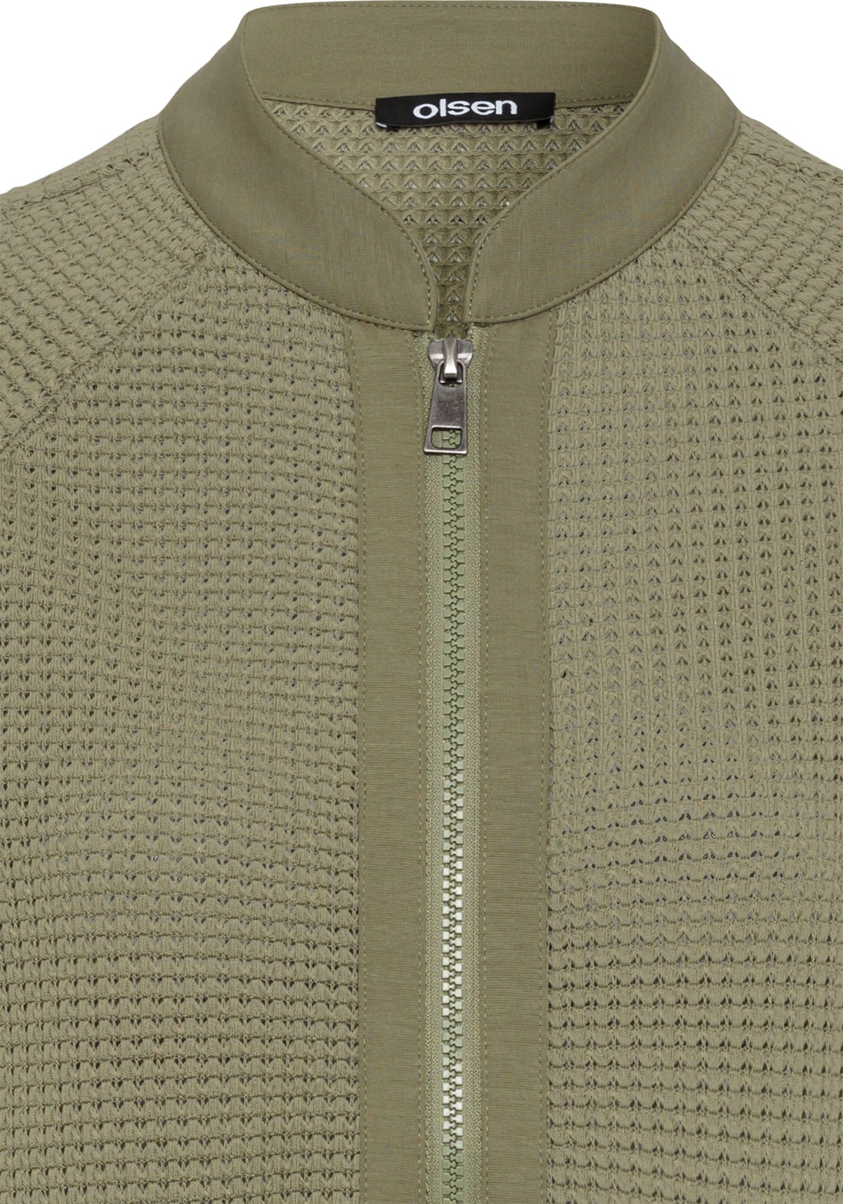 Mixed Media Zip Front Bomber Jacket