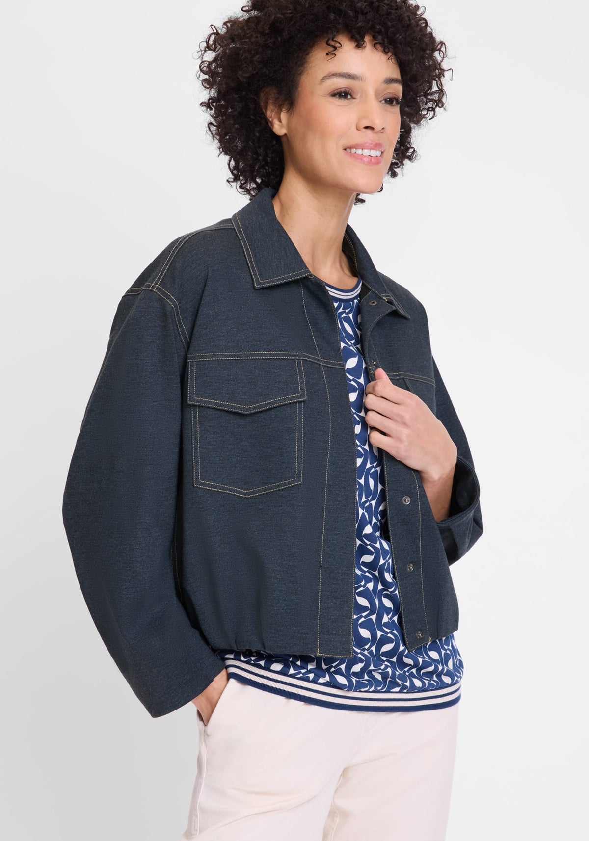Veste bombardier en jersey de denim