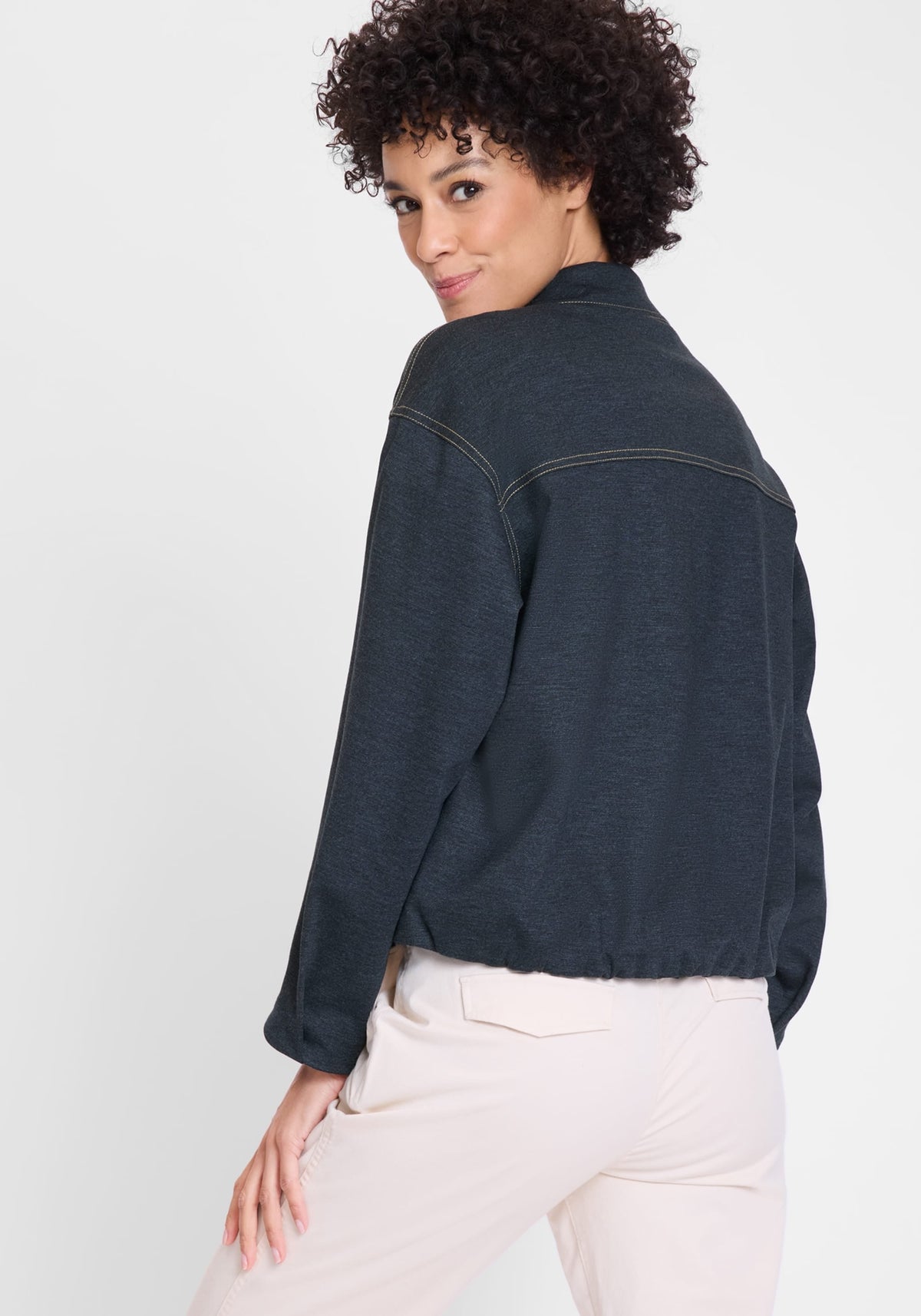 Veste bombardier en jersey de denim