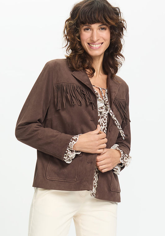 Veste à franges en faux daim
