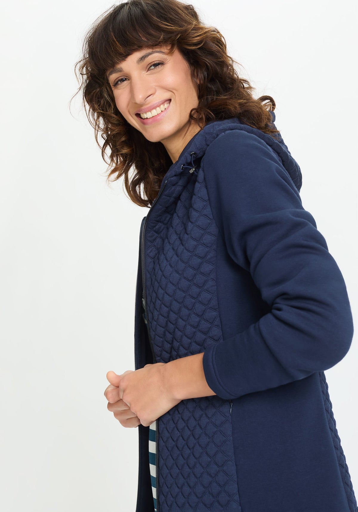 Quilted Zip Front Hoodie Jacket