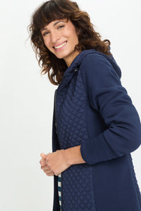 Quilted Zip Front Hoodie Jacket