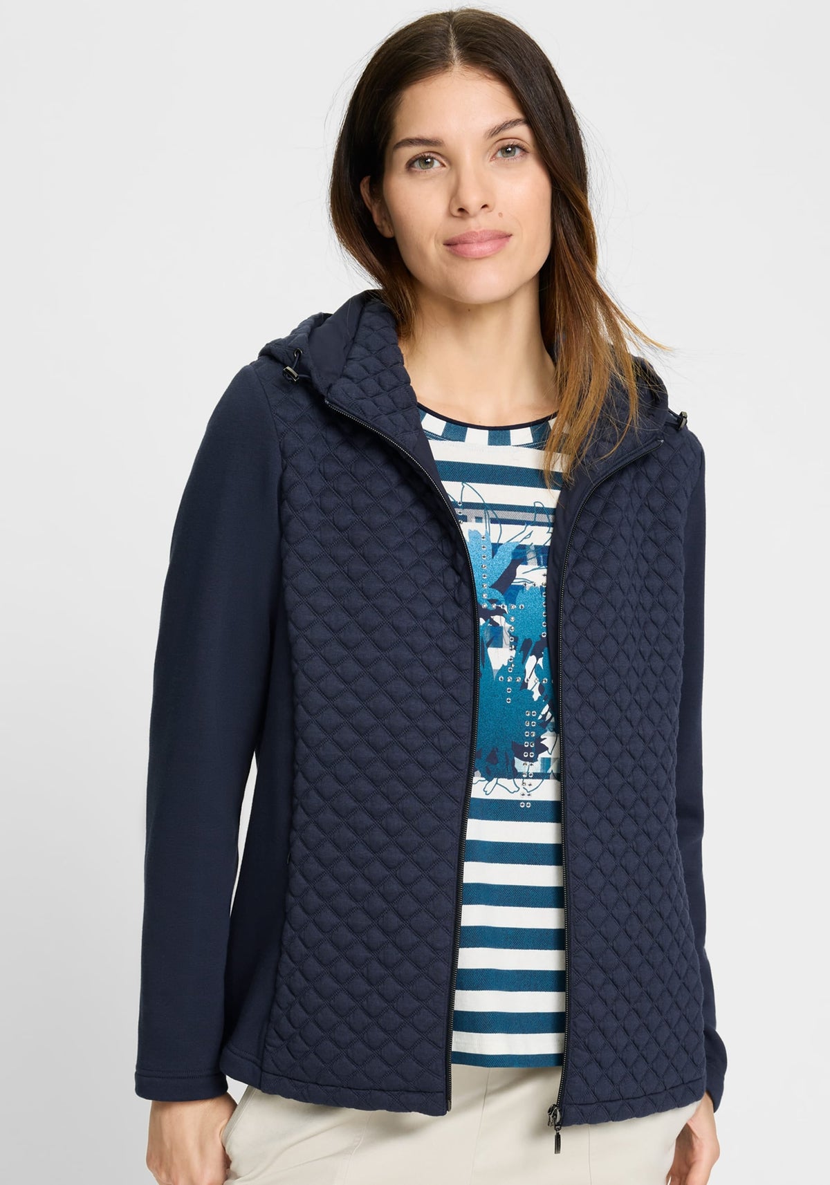 Quilted Zip Front Hoodie Jacket