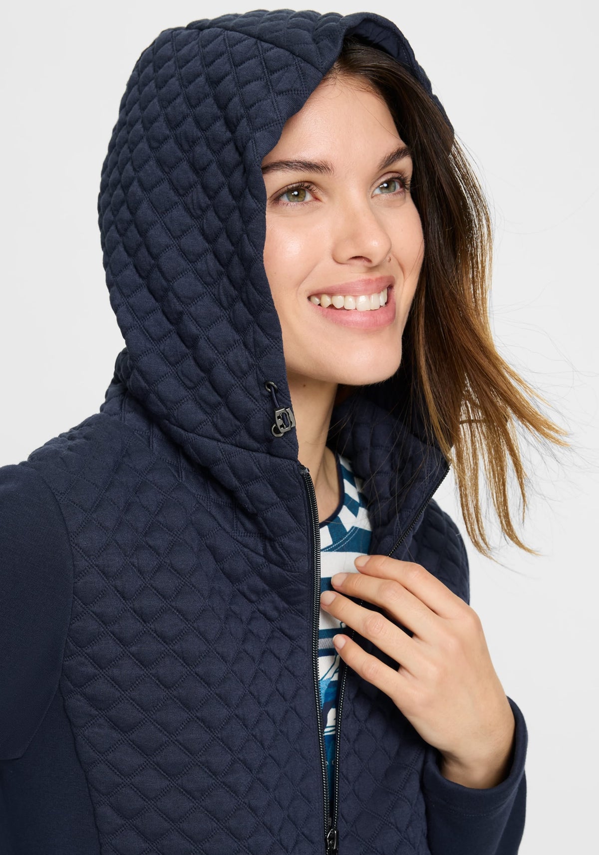 Quilted Zip Front Hoodie Jacket