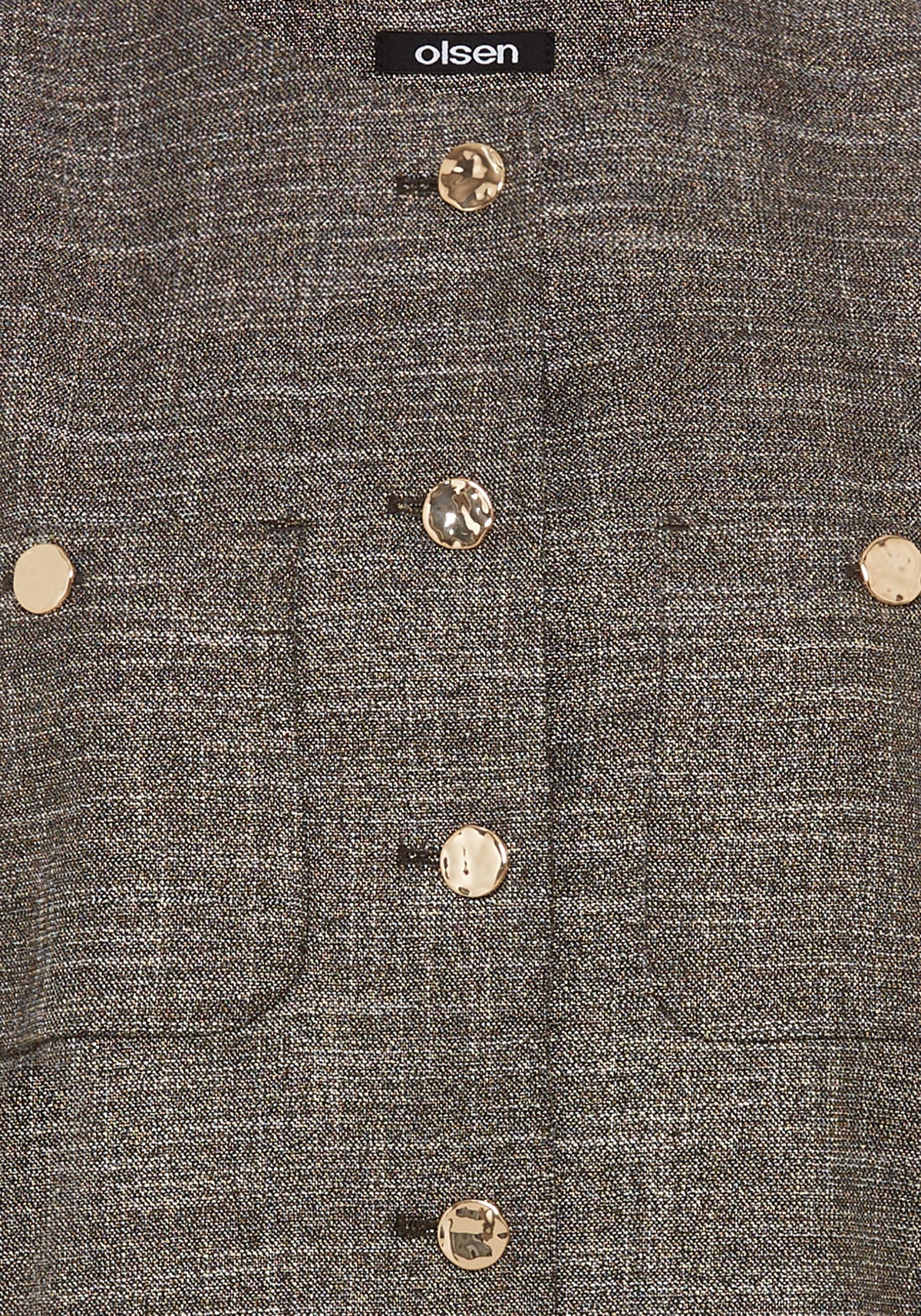 Veste pailletée sans col avec boutons dorés