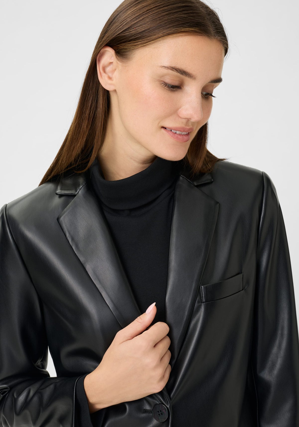 Faux Leather Blazer