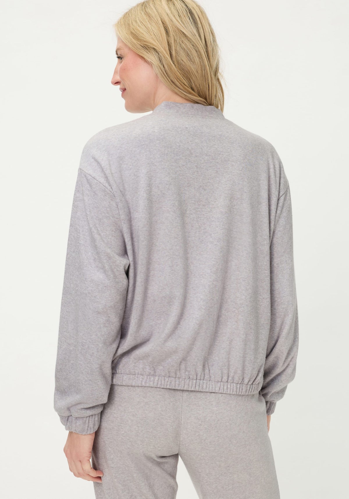 Veste en jersey sans col avec fermeture éclair sur le devant