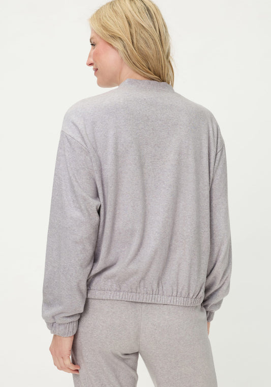 Veste en jersey sans col avec fermeture éclair sur le devant