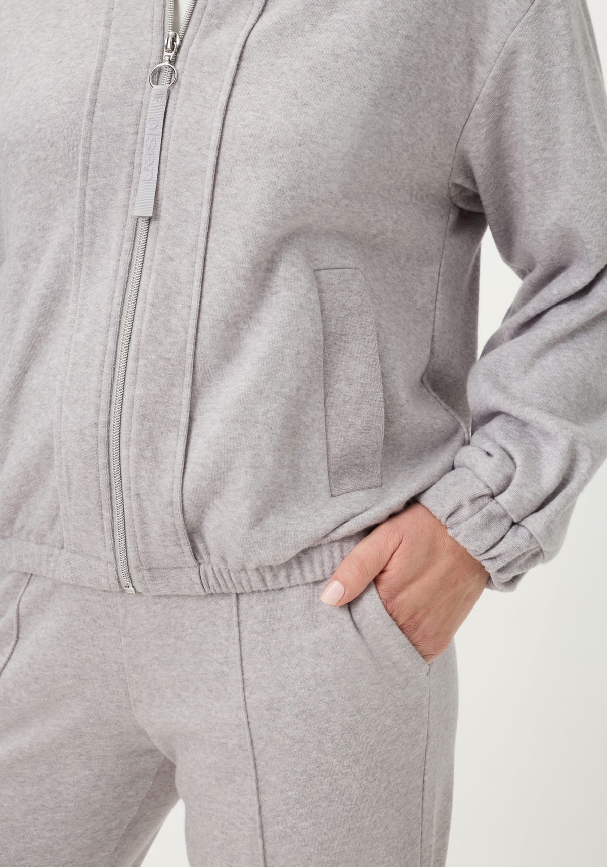 Veste en jersey sans col avec fermeture éclair sur le devant