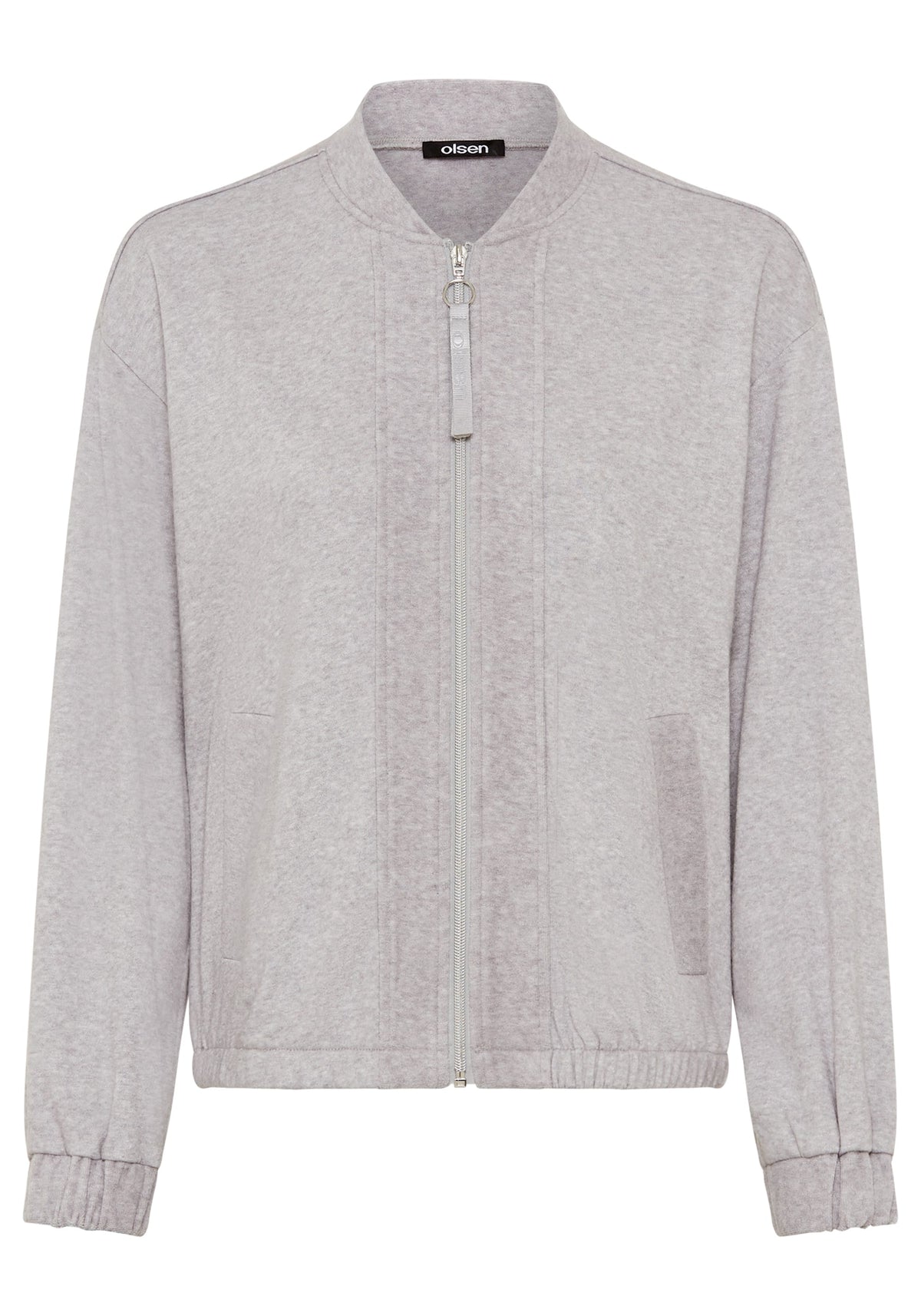 Veste en jersey sans col avec fermeture éclair sur le devant