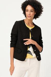 Collarless Quilted Jacket
