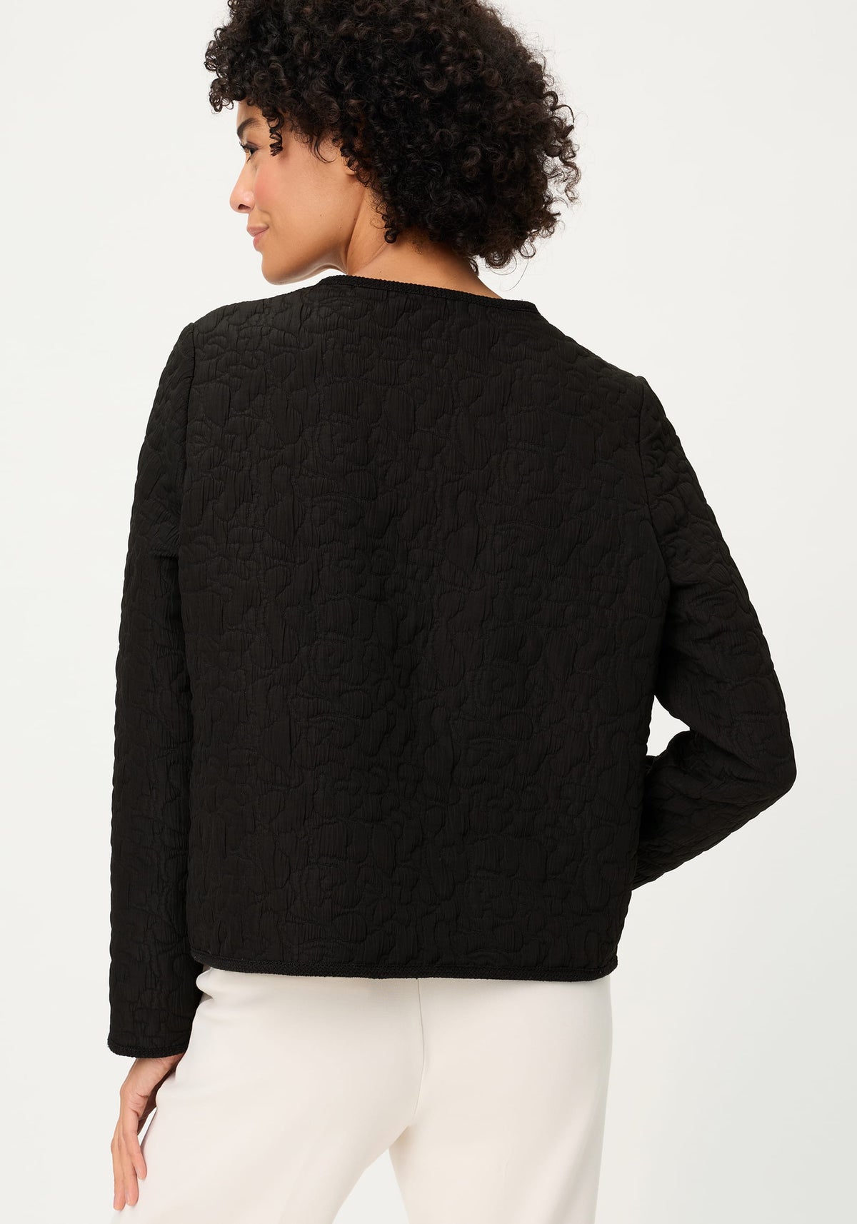 Collarless Quilted Jacket