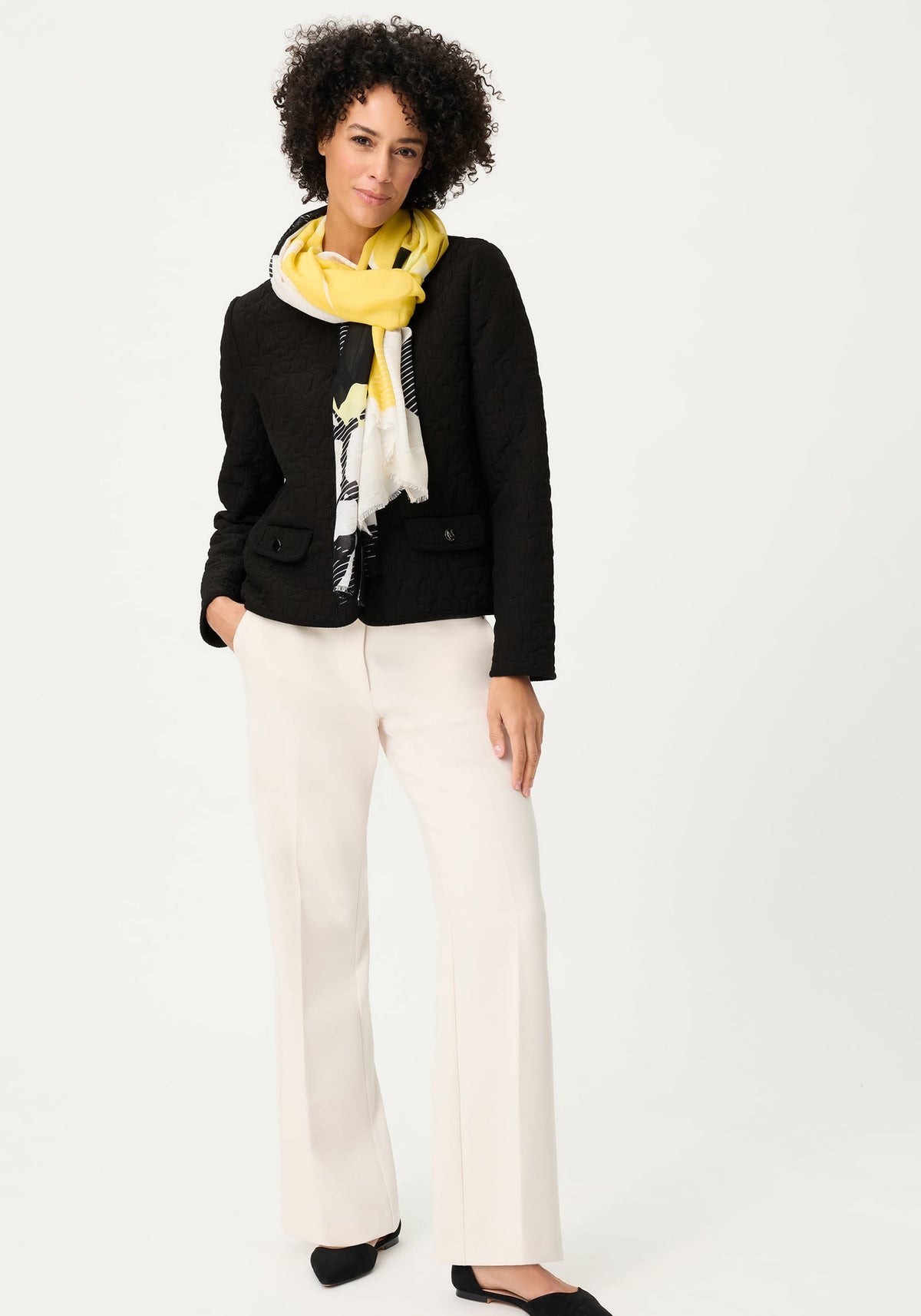 Collarless Quilted Jacket