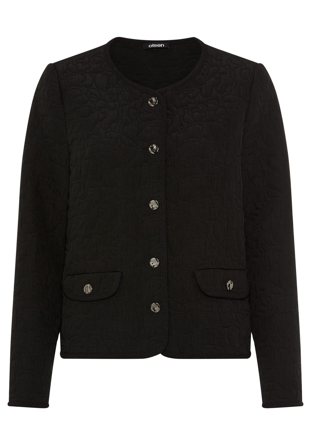 Collarless Quilted Jacket