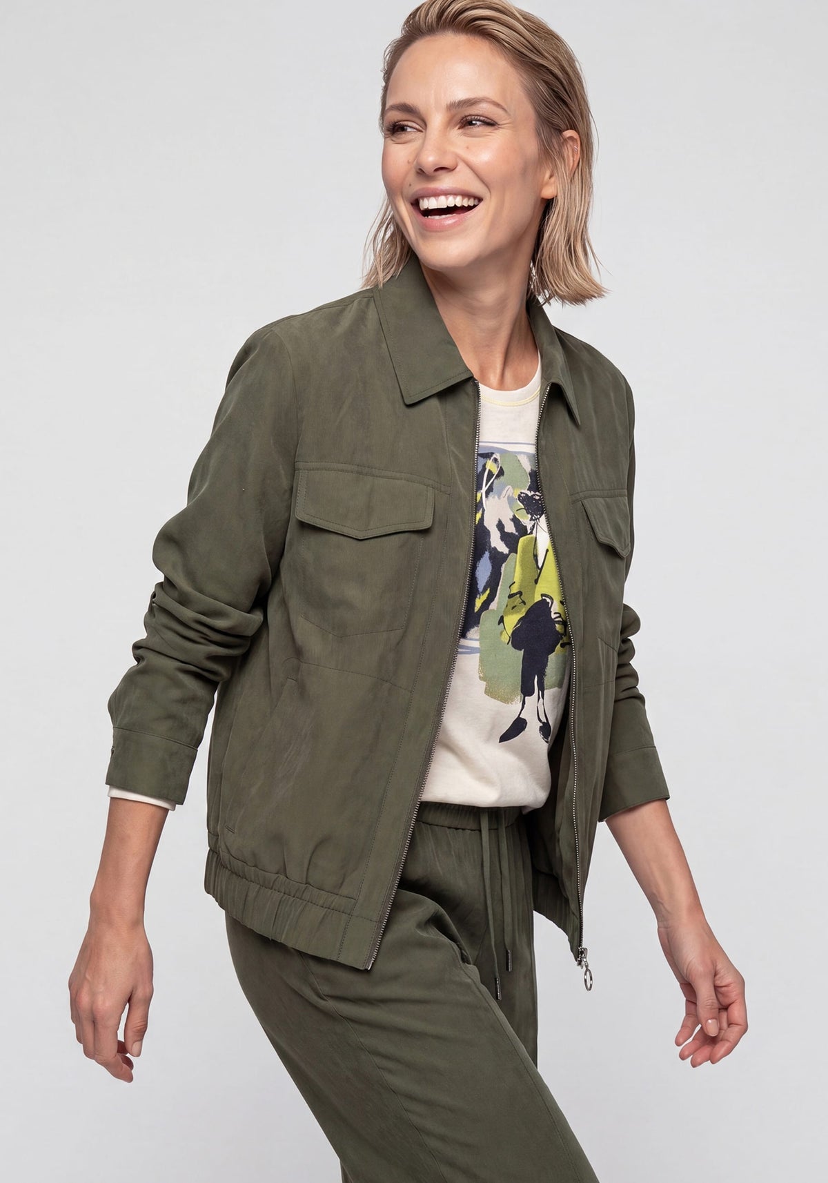 Twill Zip Front Jacket