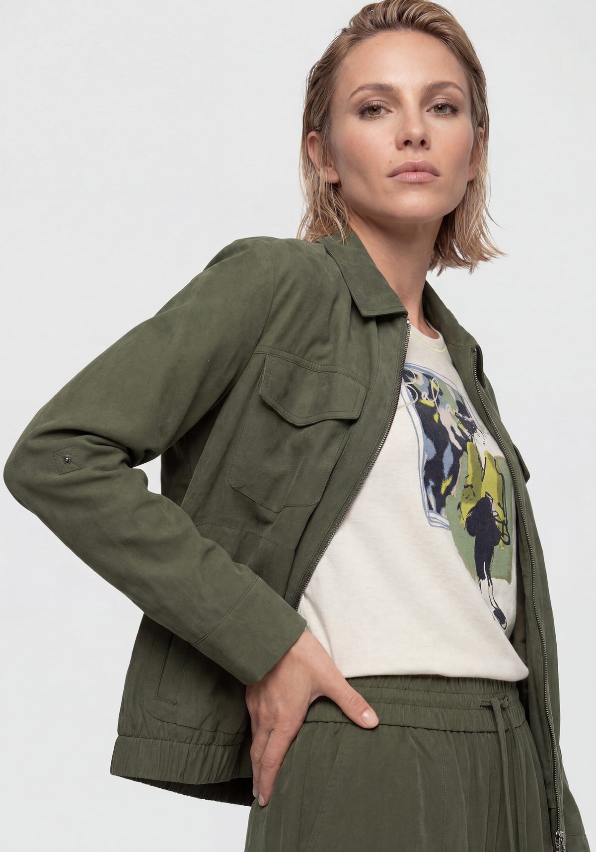 Twill Zip Front Jacket
