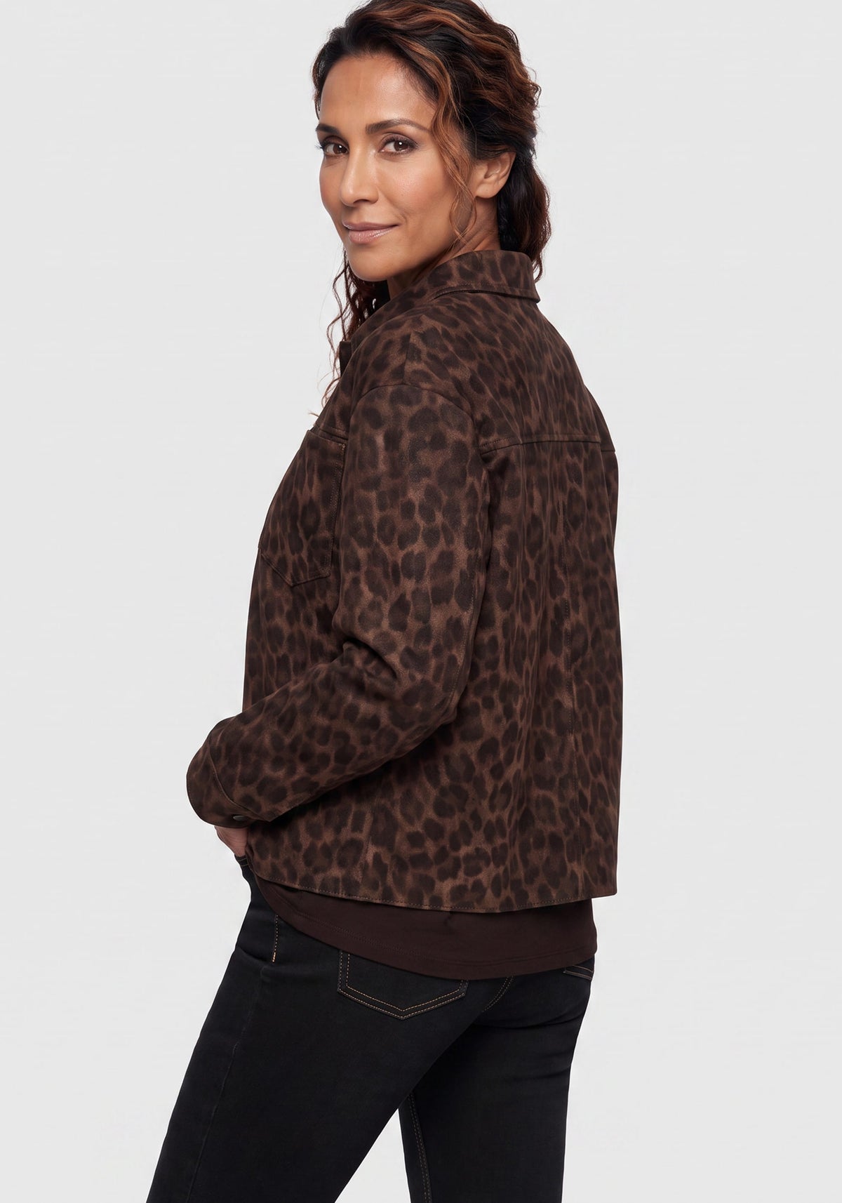 Faux Suede Leopard Print Jacket