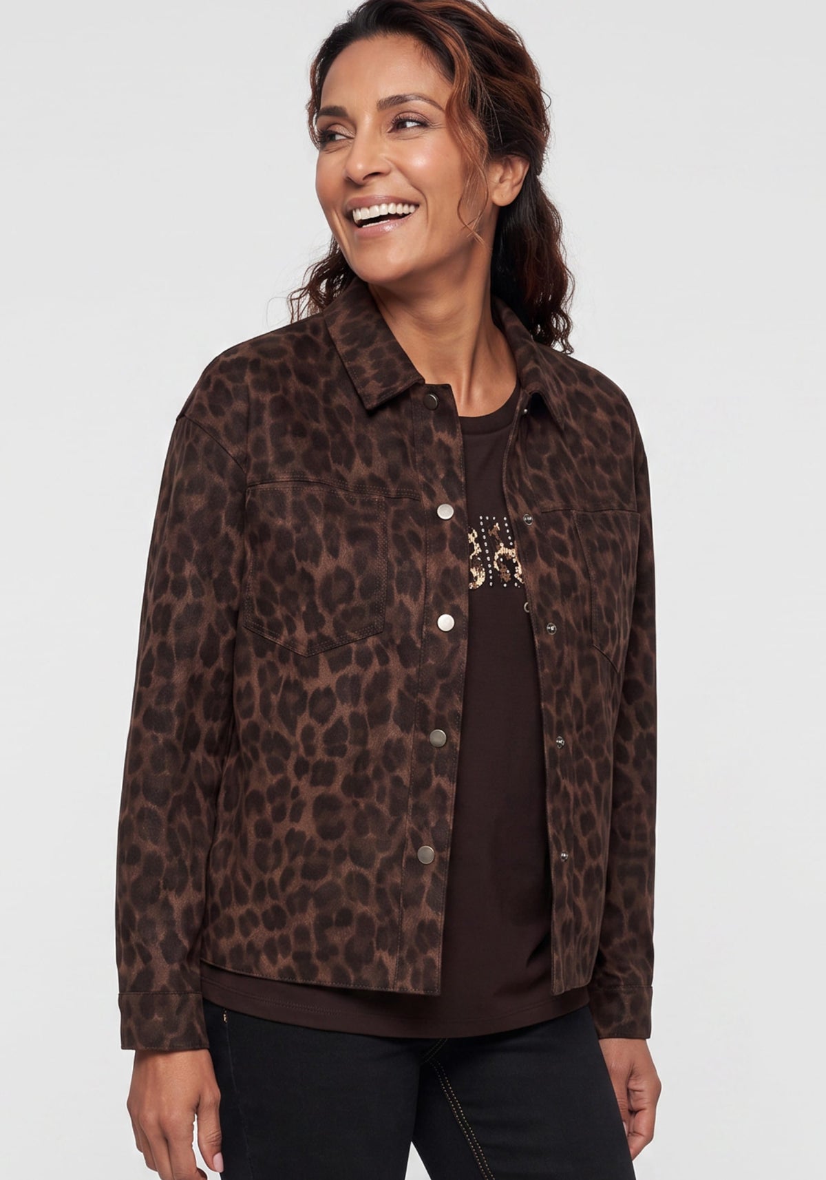 Faux Suede Leopard Print Jacket
