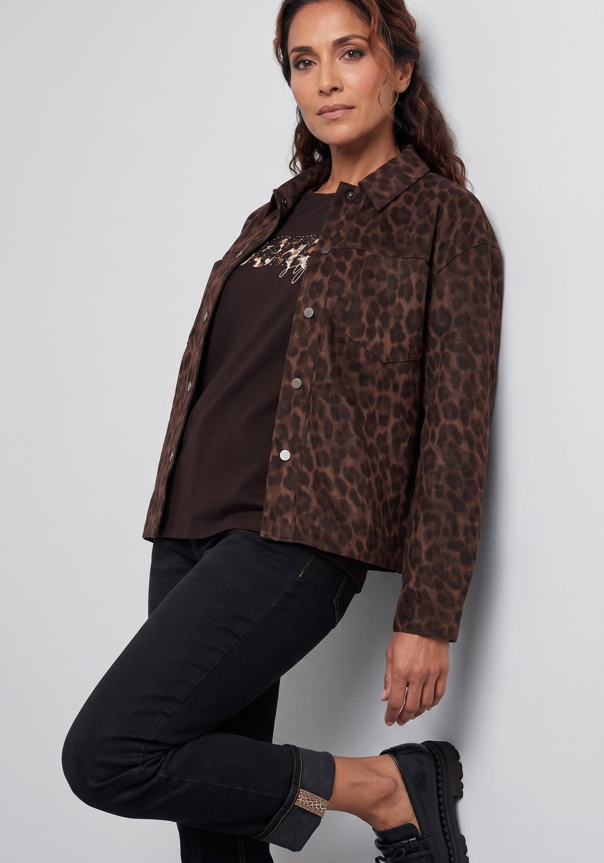 Faux Suede Leopard Print Jacket