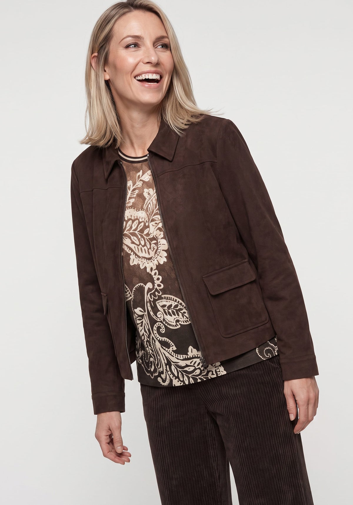 Veste zippée en simili-daim
