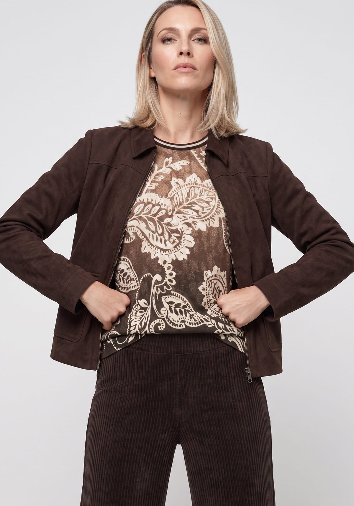 Veste zippée en simili-daim