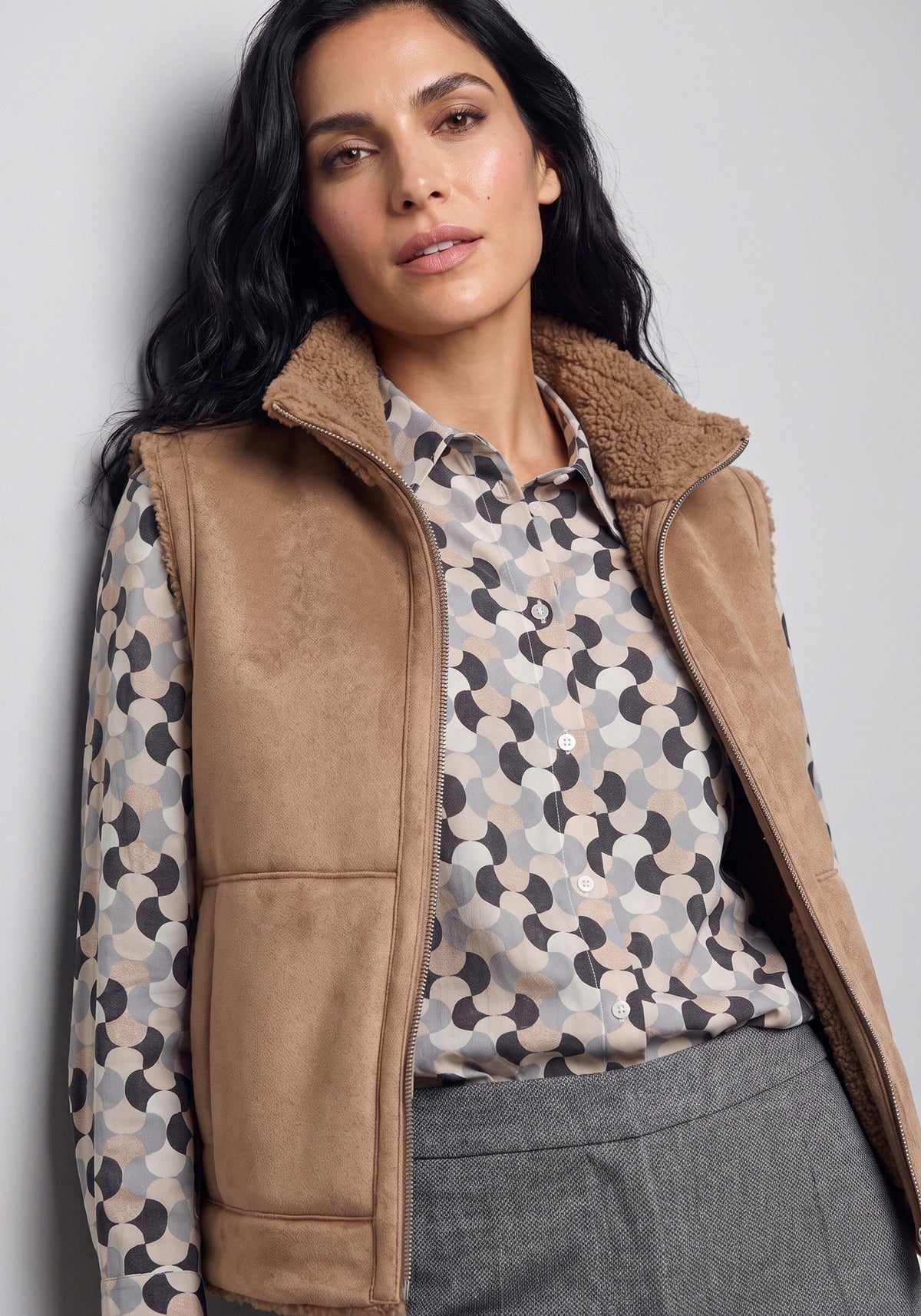 Reversible Faux Suede & Sherpa Vest