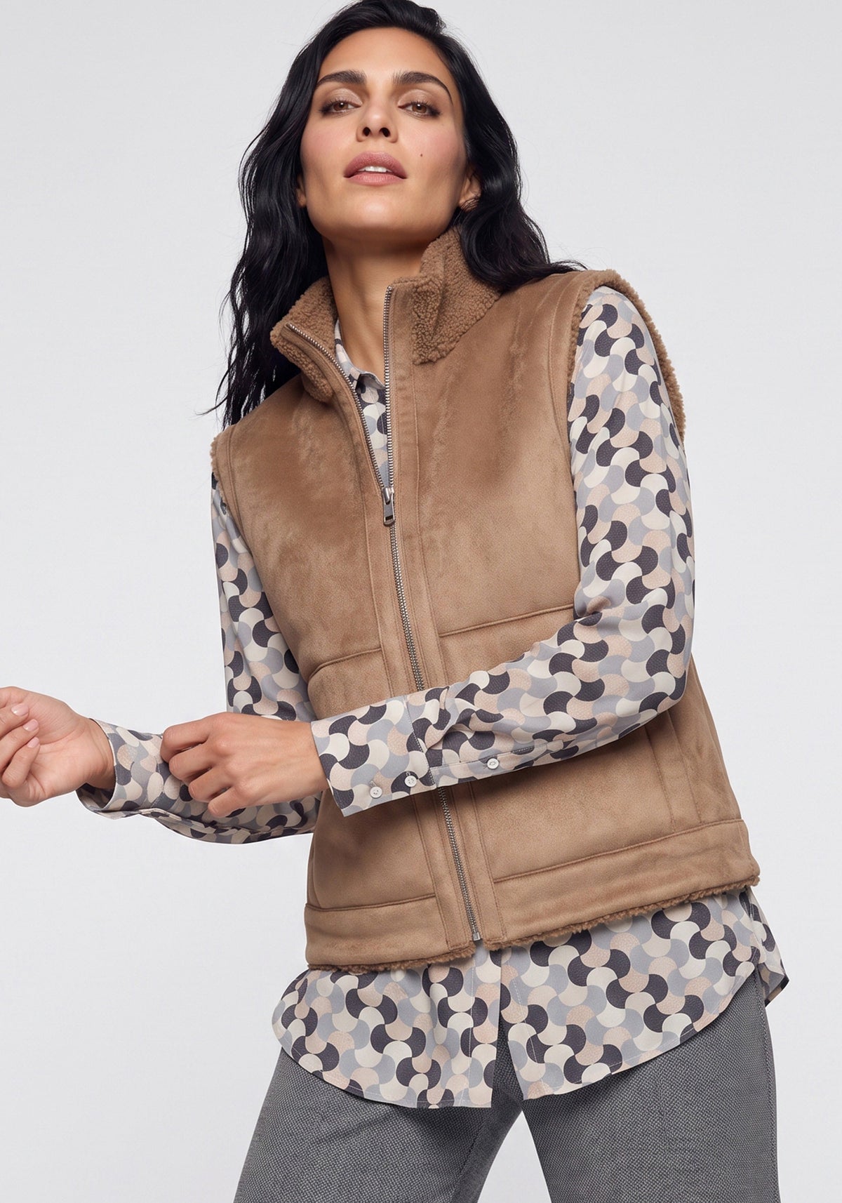 Reversible Faux Suede & Sherpa Vest