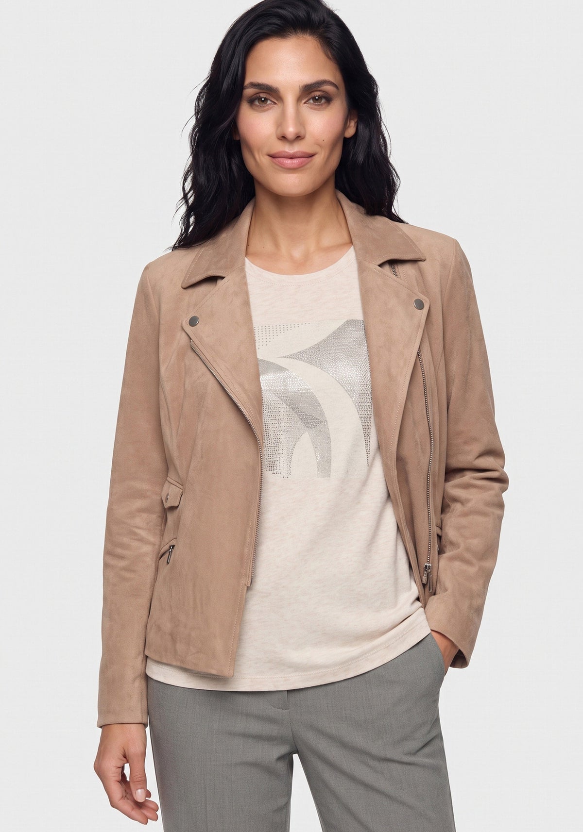 Faux Suede Moto Jacket
