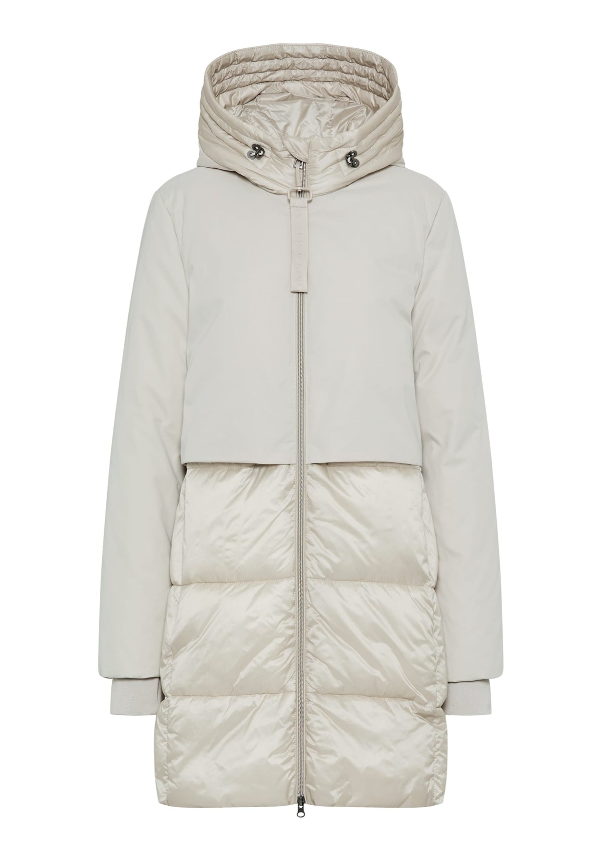 Mixed Media Hooded Coat