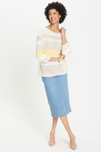 Light Wash Power Stretch Midi Jean Skirt
