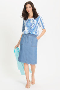 Soft Denim Pull-On Skirt