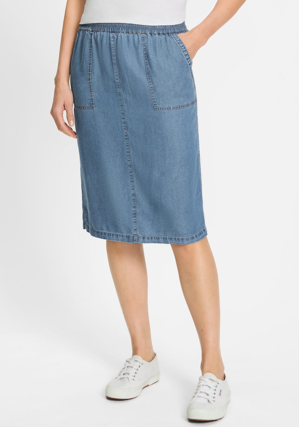 Soft Denim Pull-On Skirt