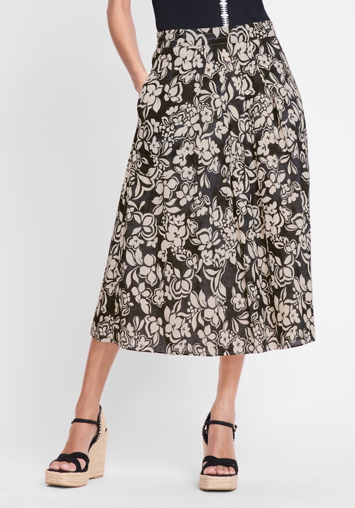 Jupe midi à fleurs