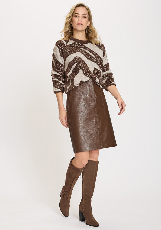 Jupe A-Line en Faux Croc