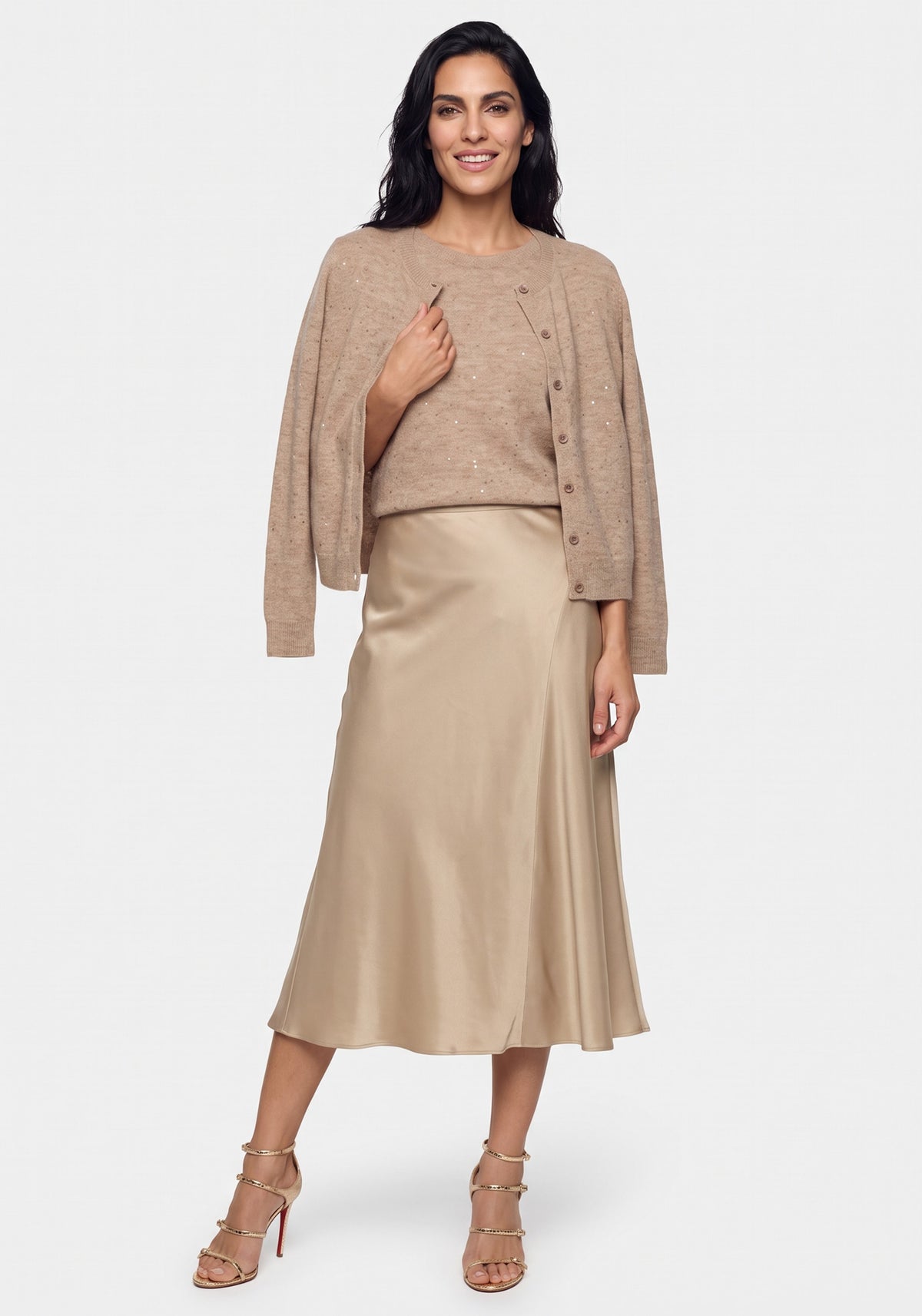 Satin Effect Midi Skirt