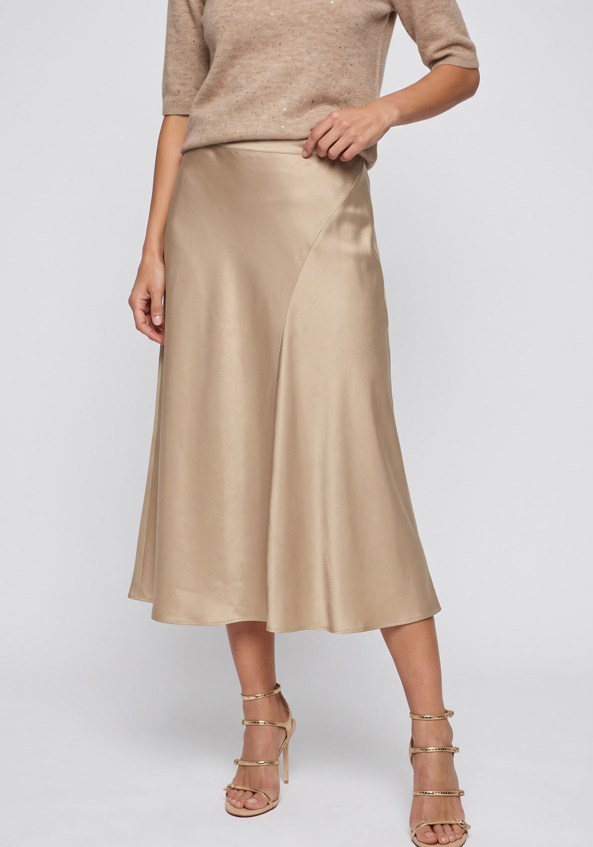 Satin Effect Midi Skirt