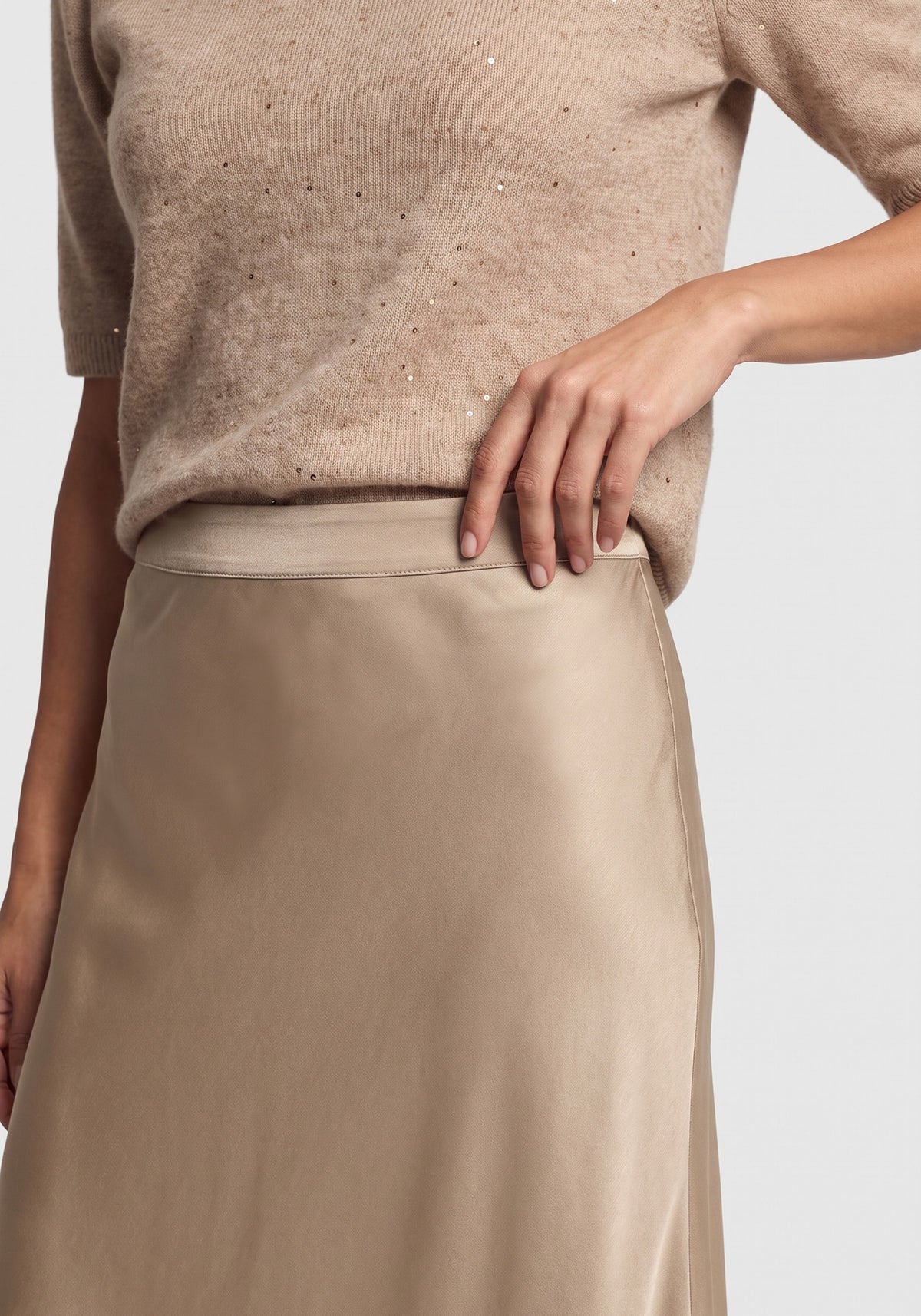 Satin Effect Midi Skirt