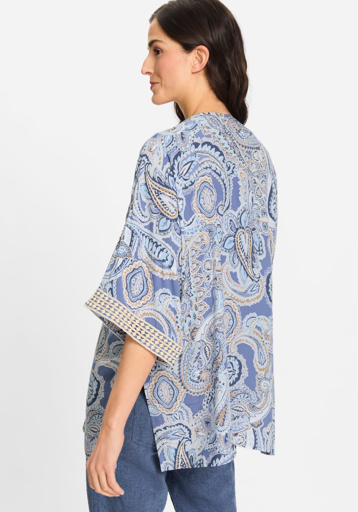 Paisley Kimono with Embroidered Trim