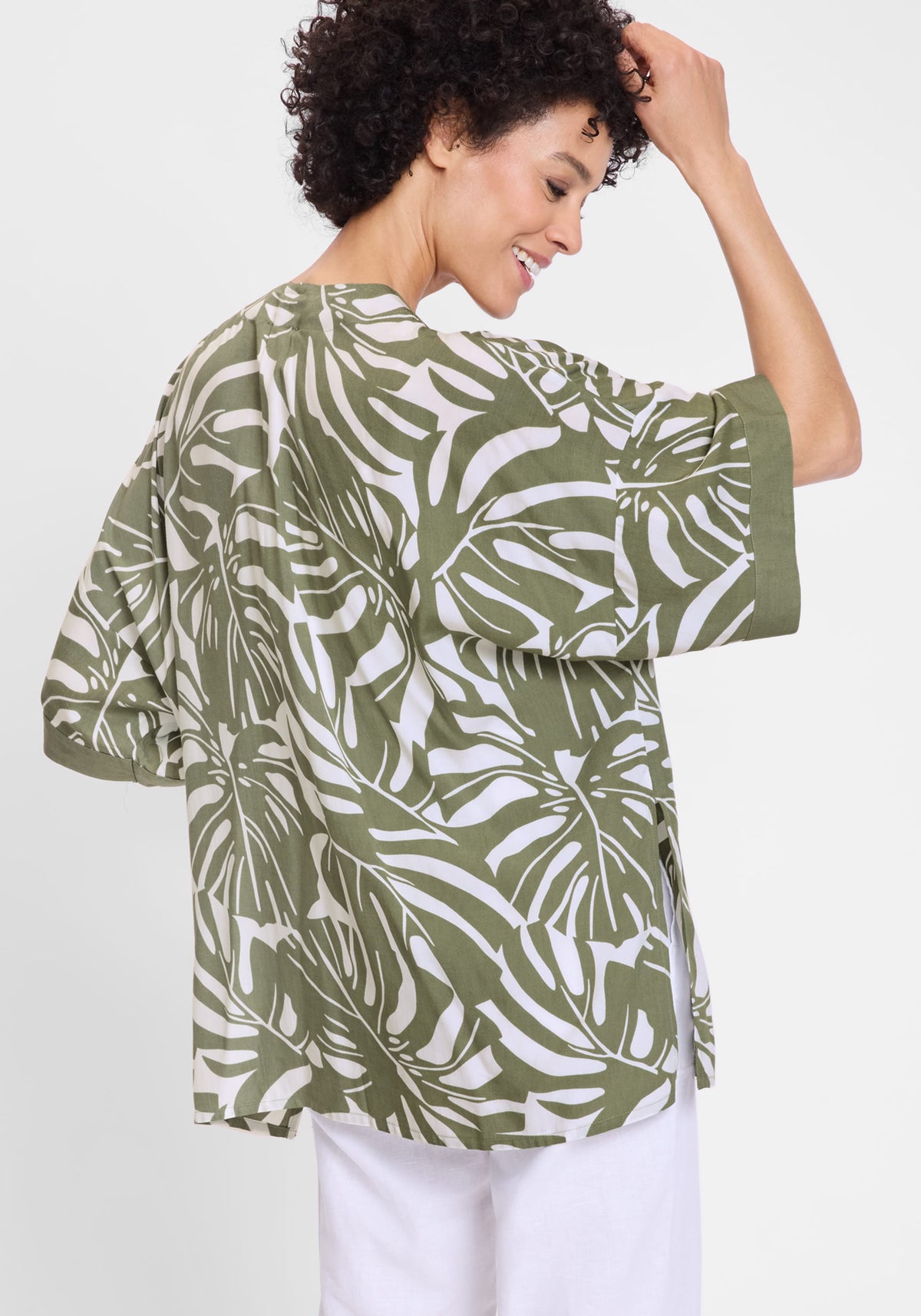 Leaf Print Lightweight Kimono