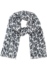 Leopard Scarf with Frayed Edge Trim