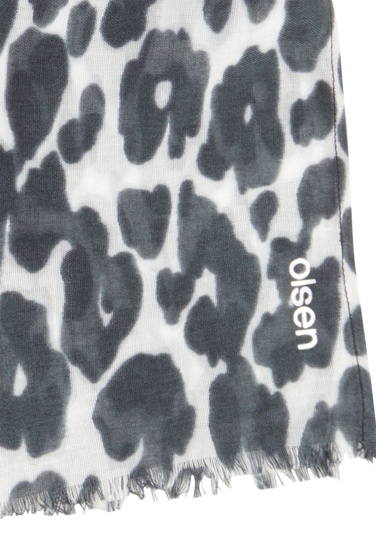 Foulard léopard avec bordures effilochées